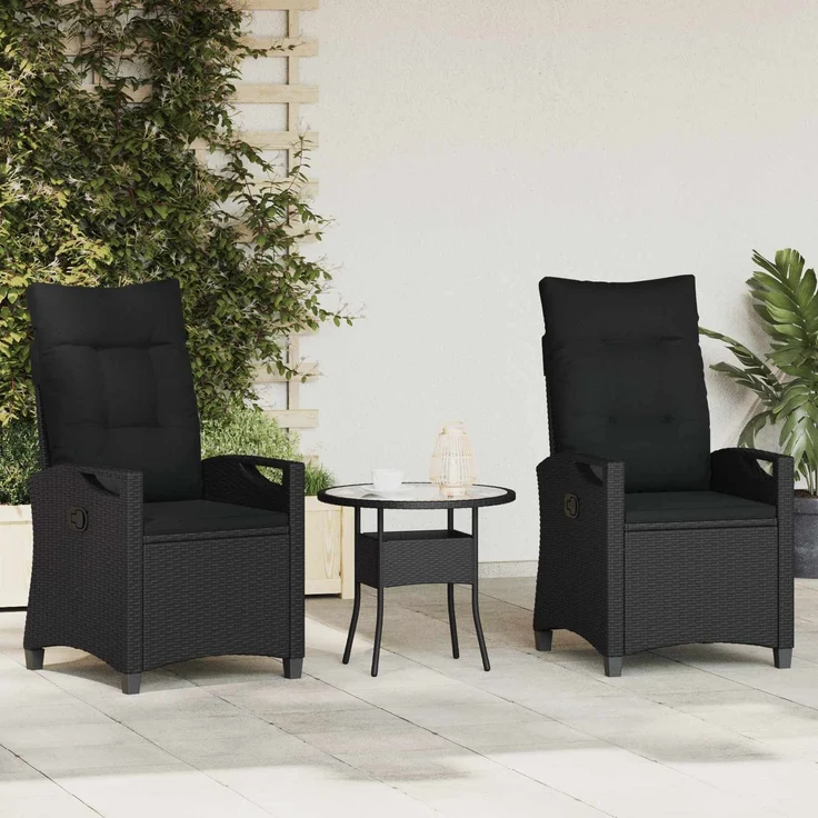 vidaXL Gartenstuhl 2 pcs Schwarz 56 x 64 x 94 cm Stahl und Polyester 42026829 – Bild 1