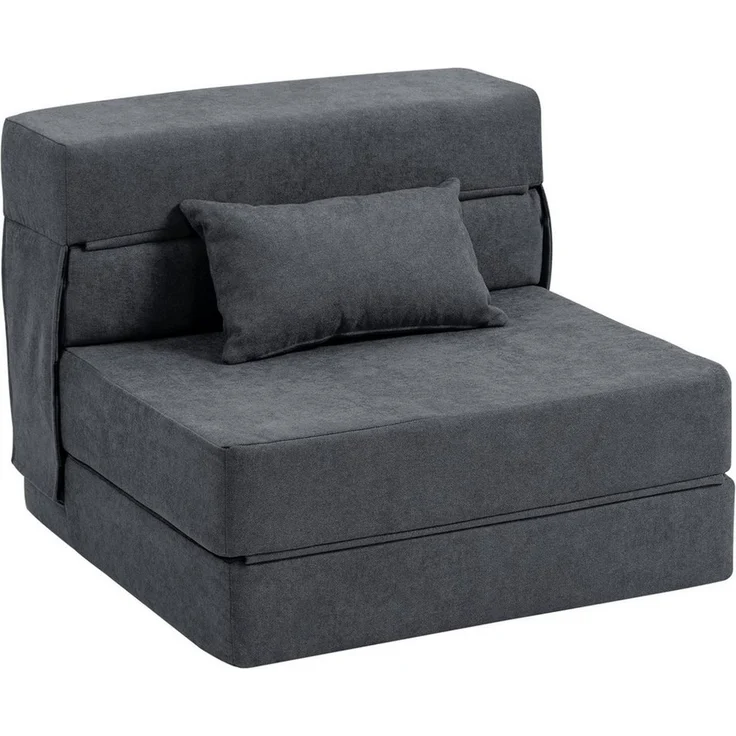 HOMCOM 2-in-1 Klappsessel mit Bettfunktion und Kissen, Gästebett, bis 120 kg Belastbar, Dunkelgrau, 210 x 80 x 15 cm – Bild 2