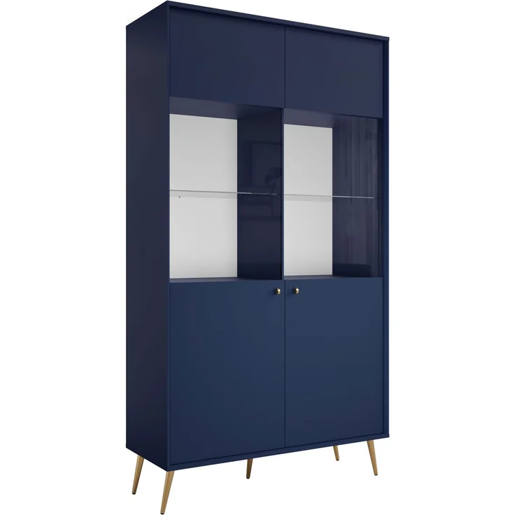 Vitrinenschrank Rose Vitrine 105,5x40,5x191cm 2-türig Ausführung blau