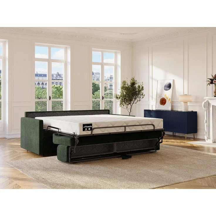 Vente-unique - CALIFE - Schlafsofa - Plastik - Kunststoff (PVC) - Tannengrün - 156 x 223 x 97 cm – Bild 3