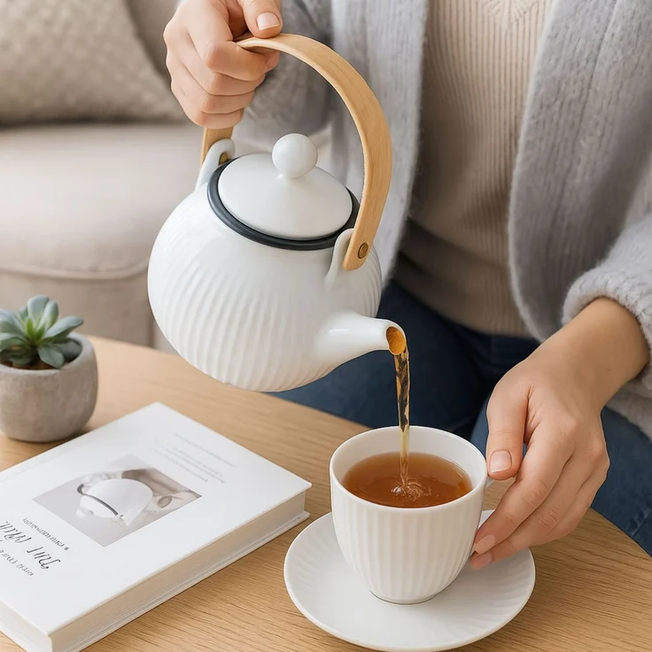 Bodum Teekanne mit Filter Teepresse aus Porzellan und Edelstahlfilter – Bild 2