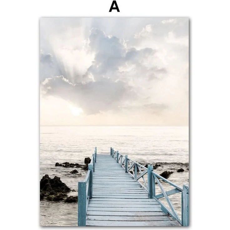 JUSTGOODMOOD Poster Strand Hütte Muscheln Korallen Ozean Meer als Deko Print ohne Rahmen 1, A (1 St) – Bild 2