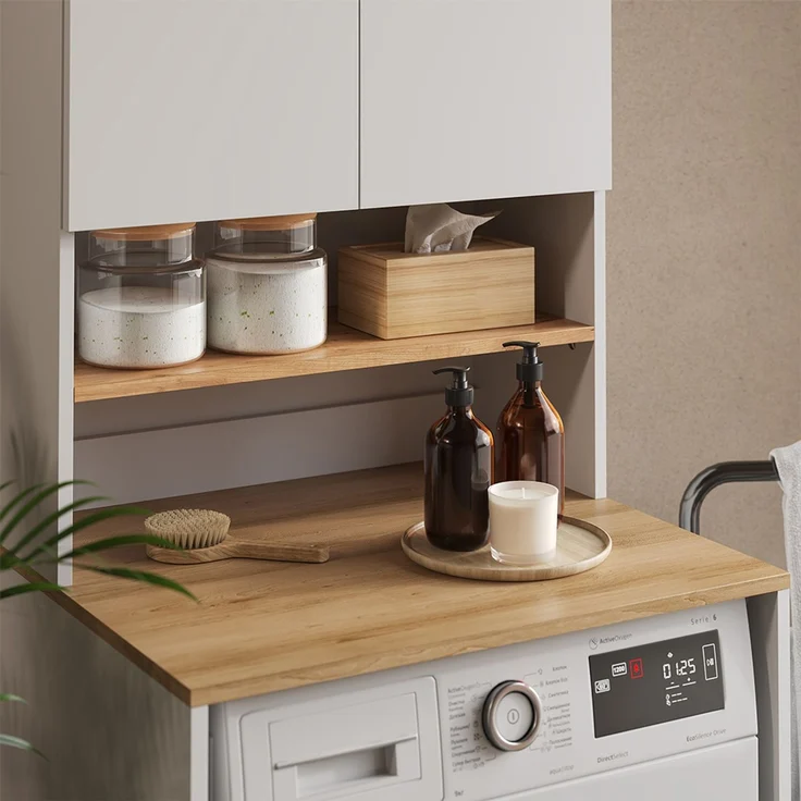 Waschmaschinenschrank Viktor Weiß/Artisan 68 x 88.2 cm 2 Teile mit Regal Vicco – Bild 4