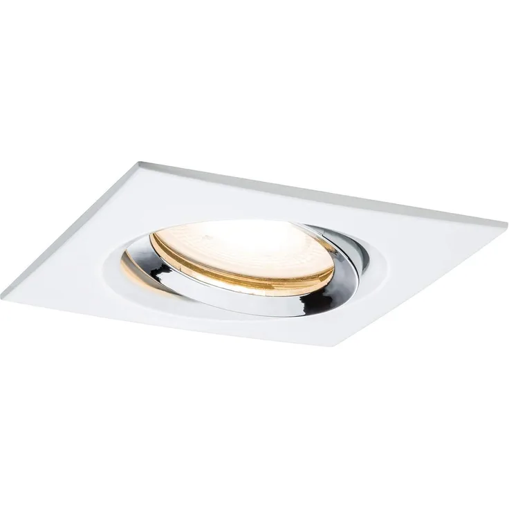 Paulmann No. 92904 Einbauleuchte LED Nova IP65 eckig 7W GU10 Weiß, Chrom 1er-Set schwenkbar
