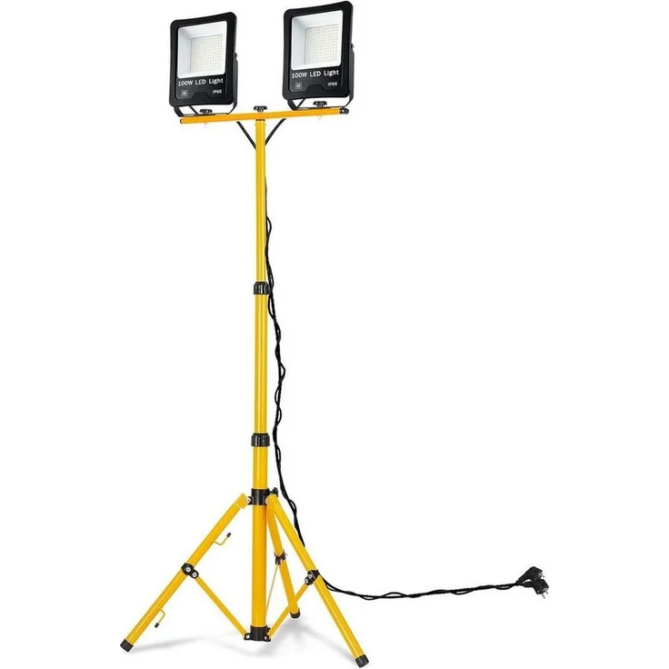 FIVMEN LED Flutlichtstrahler LED Baustrahler 2x100W LED Fluter Strahler mit Stativ und 3M Kabel, für Innen-und Außenbereich, Garage, Baustelle, Sportplatz – Bild 5