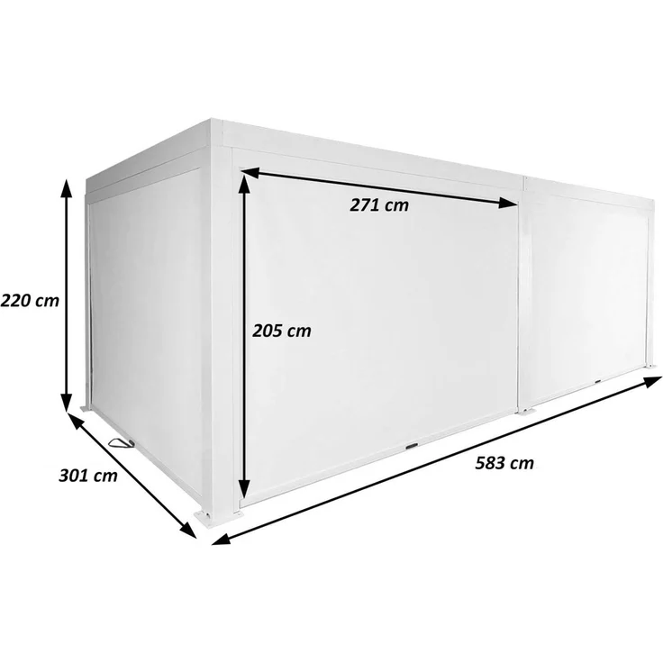 Mendler 'HWC-L46' Pergola, Regenrinne sturmfest, Aluminium weiß, 3x6 m – Bild 3