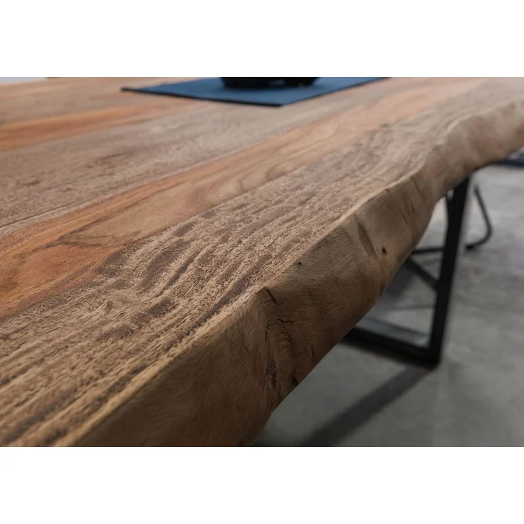 Baumtisch Sheesham 180x90x77 grau gebeizt / U-Beine anthrazit glänzend FREEFORM 5 – Bild 5