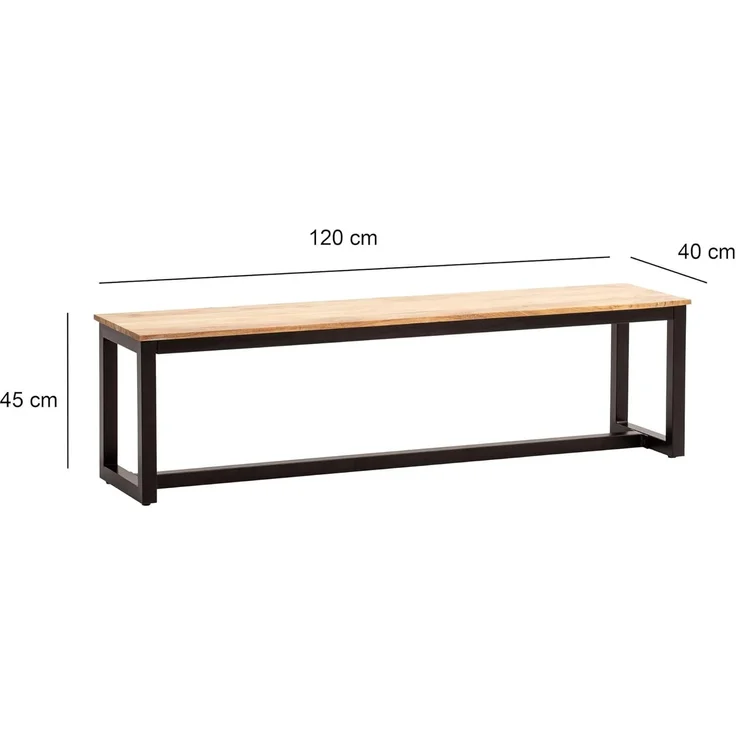 Esszimmerbank 120x40x45cm Akazie Massivholz Metall Loft-Style Industrial – Bild 4