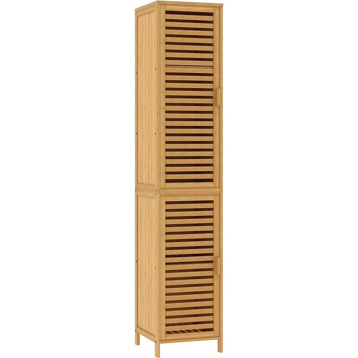 Bellamio 'Newa' Badezimmer-Hochschrank, natur, mit 5 Ablagen und 2 Türen – Bild 12
