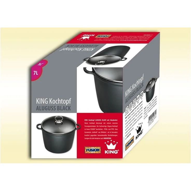 KING Kochtopf, Aluminiumguss, mit keramischer Innenbeschichtung, Ø 24 cm, 7 Liter, Induktion – Bild 2
