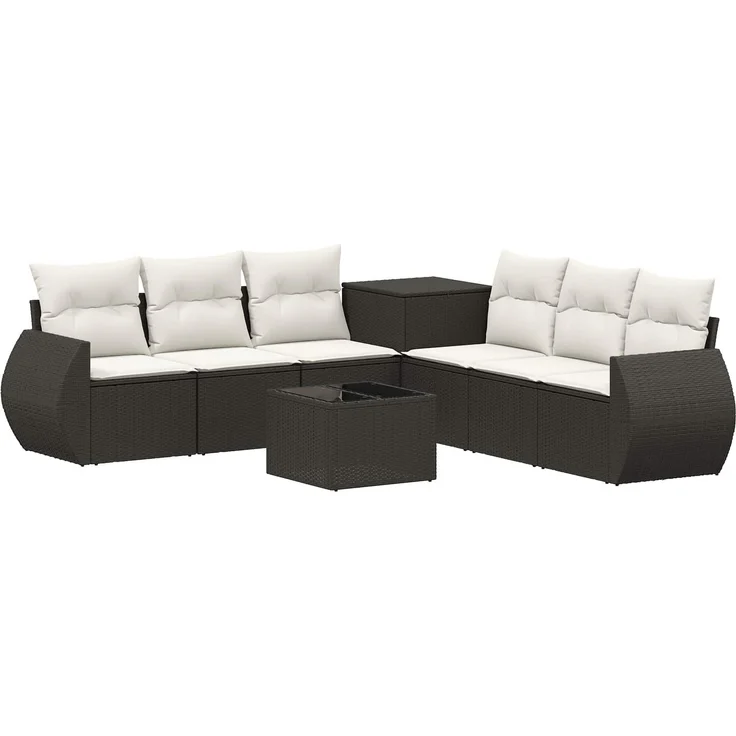 vidaXL Sofa Set 8 stk. Schwarz und Cremeweiß Polyrattan und Stahl 3448423 – Bild 2