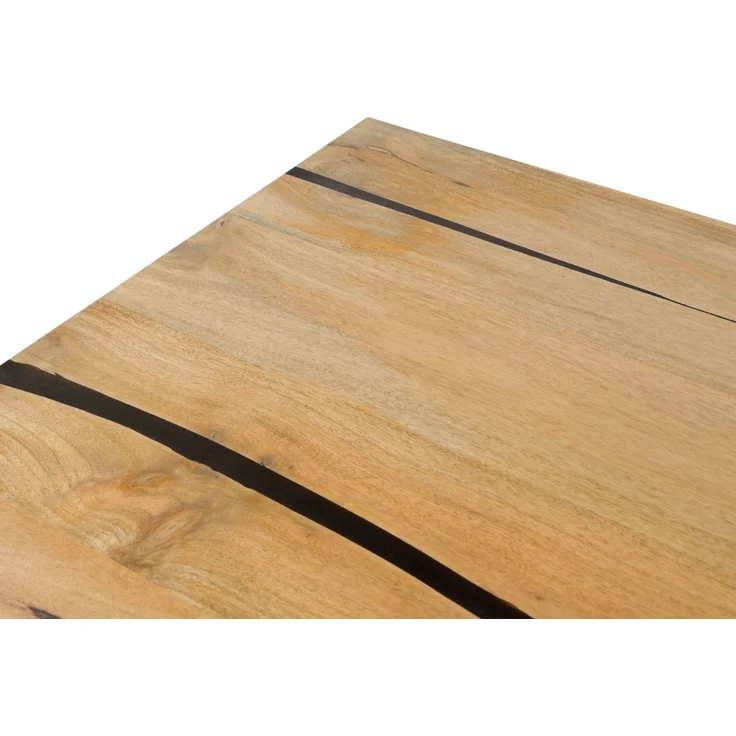 Esstisch Mango 160x90x76 natur lackiert / Epoxid schwarz, U-Beine silber matt EPOXY – Bild 4