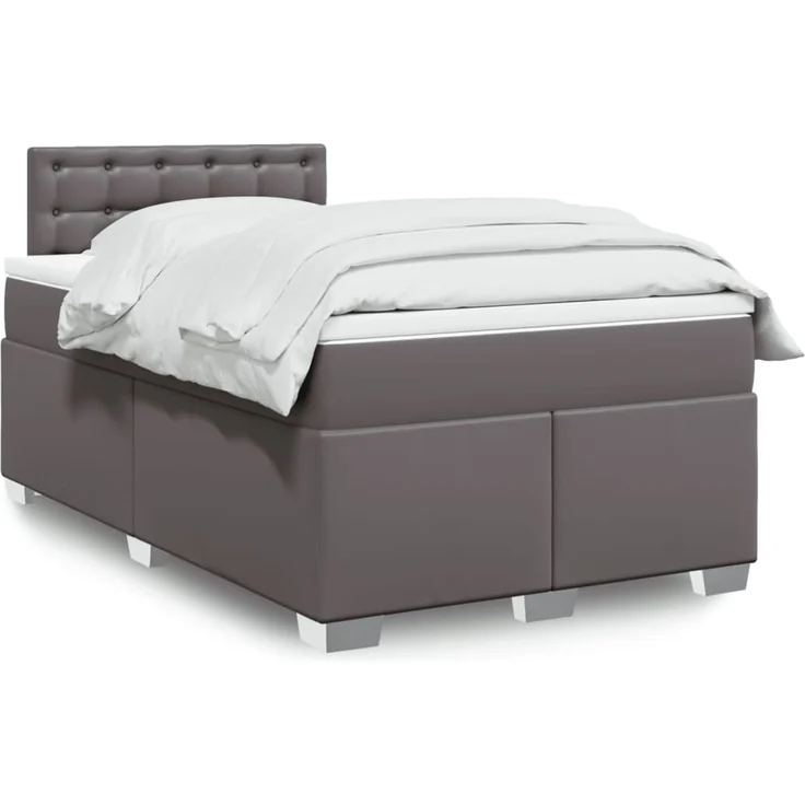 vidaXL Boxspringbett mit Matratze Grau 120x200 cm Kunstleder 3288418 – Bild 1