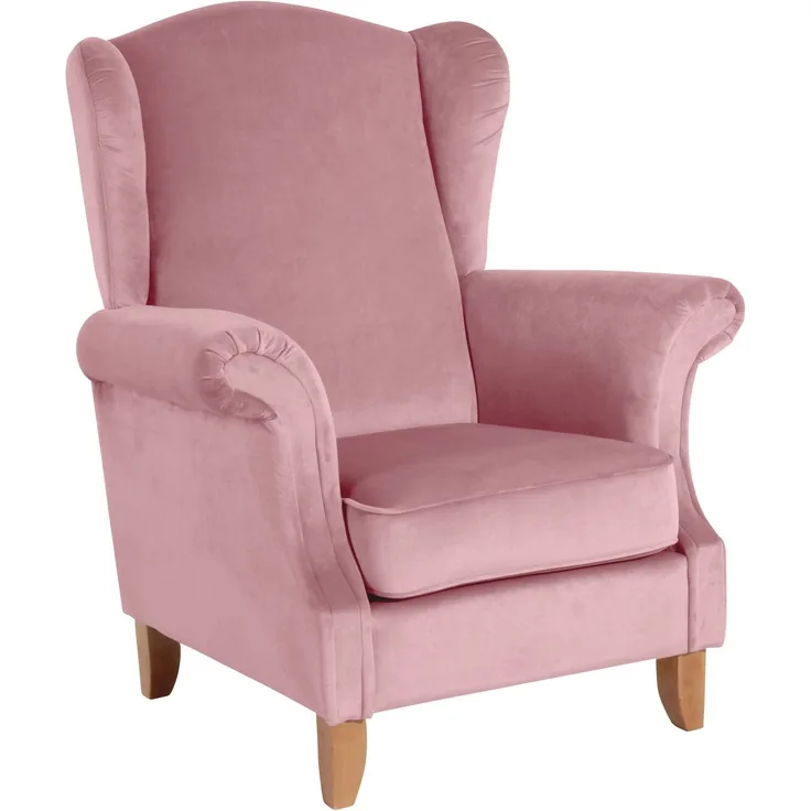Ohrensessel Katria Bezug Samtvelours Buche natur / rosé 22831