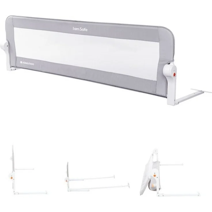 Kikkaboo Bettschutzgitter I am safe 150 cm, klappbar, Bettgitter, ab 18 Monaten hellgrau – Bild 4