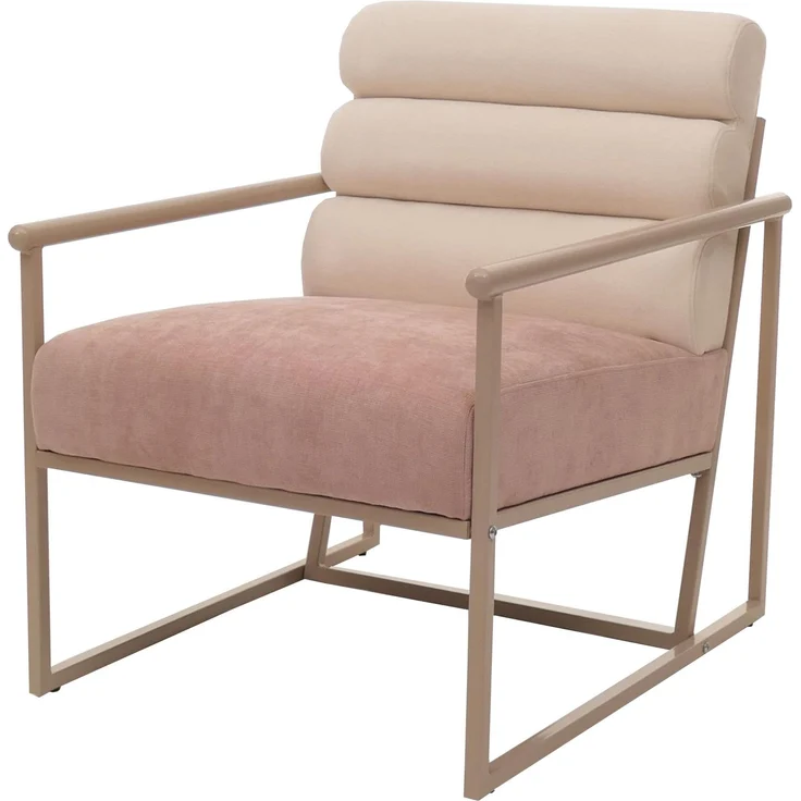 Lounge-Sessel HWC-O38, Cocktail-/Polstersessel Clubsessel, Stoff/Textil (420 g/m²) Metall MVG ~ beige, Polster rosé – Bild 9