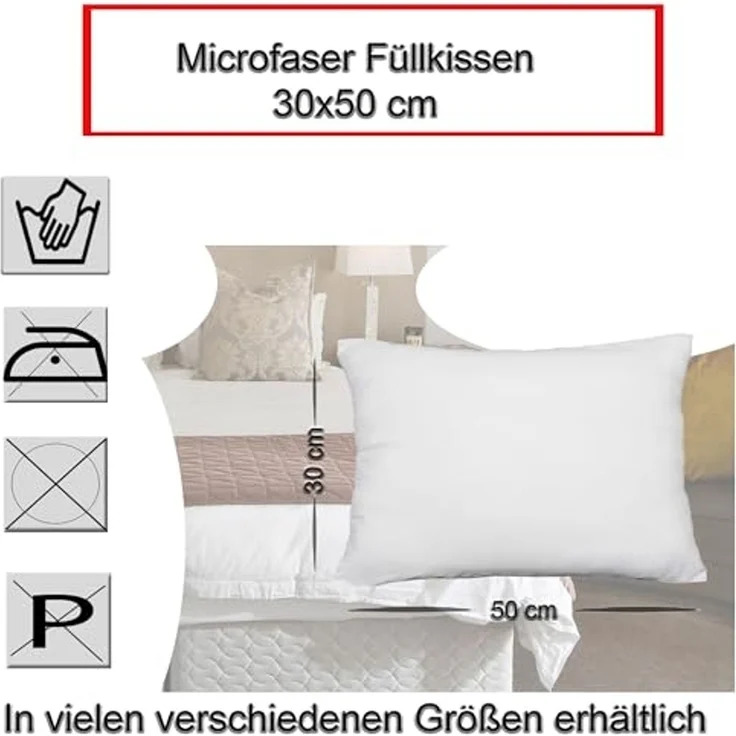 Haus und Deko Kopfkissen 2er Pack Füllkissen Microfaser Kissenfüllung Kopfkissen Dekokissen, Bezug: Microfaser, Rückenschläfer,Seitenschläfer,Bauchschläfer – Bild 2