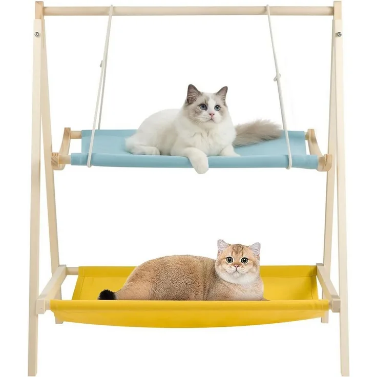Youyijia Tierbett Katzenbett Hängematte Katzenbetten Holz Doppelstock Haustier