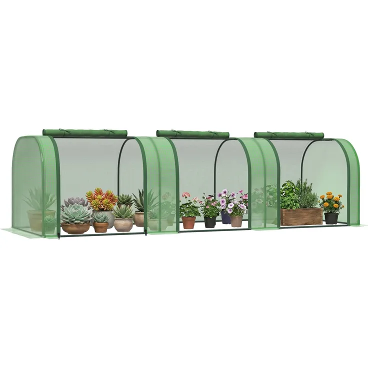 MELAYR, Mini-Gewächshaus, Tomatengewächshaus, 3 m (L) x 1 m (B) x 0,8 m (H), Stahl, hochdichtes PE (140 g/m²), Grün