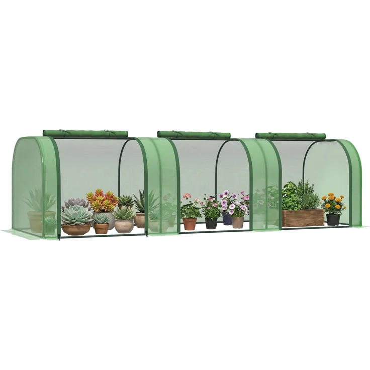 MELAYR, Mini-Gewächshaus, Tomatengewächshaus, 3 m (L) x 1 m (B) x 0,8 m (H), Stahl, hochdichtes PE (140 g/m²), Grün – Bild 1