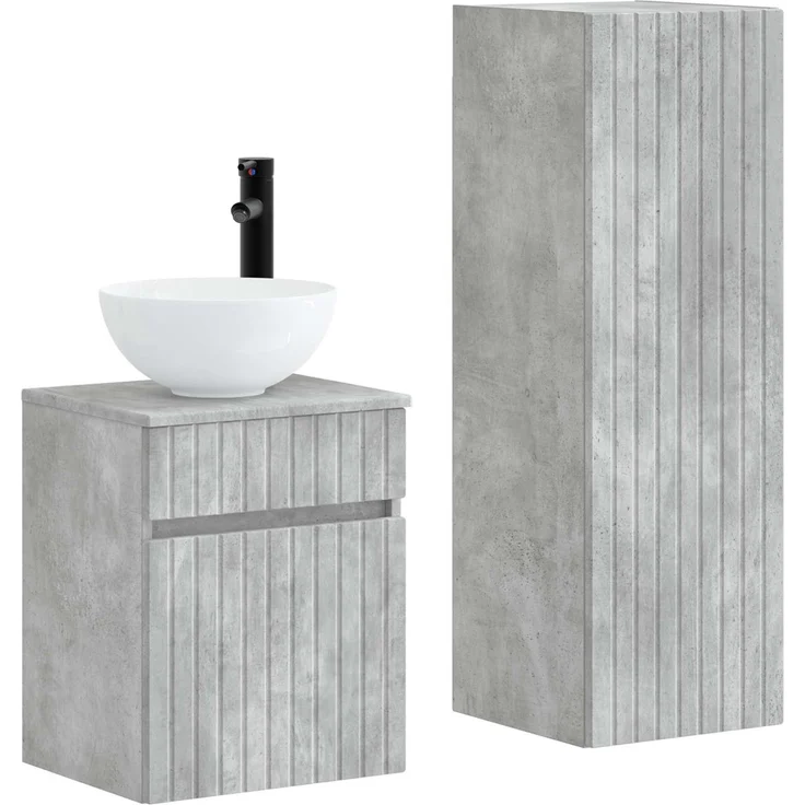 vidaXL Badezimmerschrank-Set 2 stk. Betongrau 33 x 34,5 x 100 cm 3406136 – Bild 2