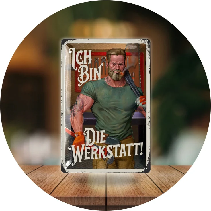 LANOLU Blechschild Ich bin die Werkstatt - 20x30cm – Metall – Mehrfarbig – 20169 – Bild 6