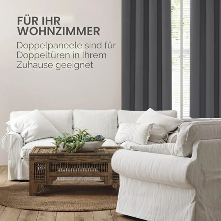 Deconovo Verdunkelungsvorhang Hitzeschutz Thermovorhang mit Ösen Dunkelgrau | 1 Stück, H260 x B140 cm, Ösenschal Vorhang, abdunkelnd, mit Sichtschutz, für Wohnzimmer und Schlafzimmer, Blackout Curtain – Bild 5