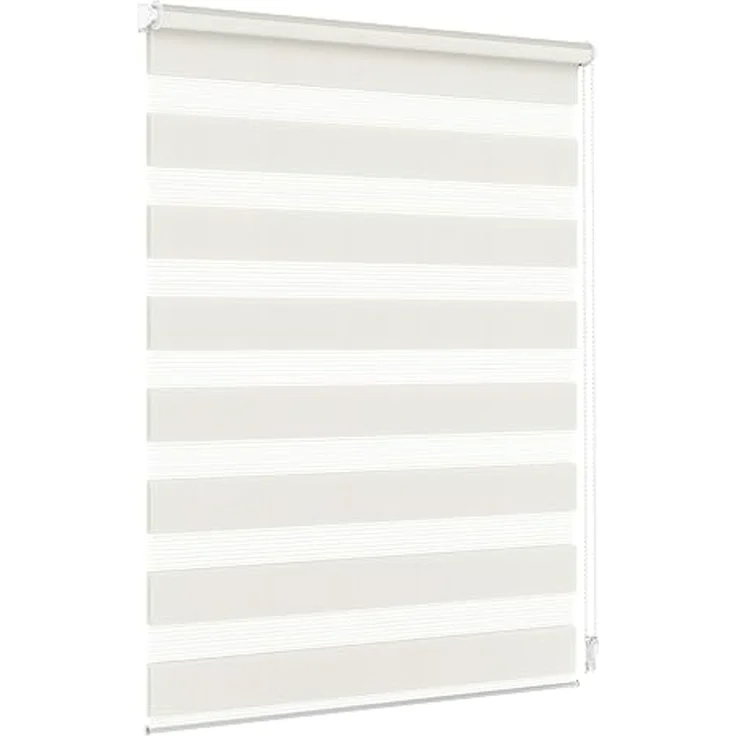 Doppelrollo 37,5 x 120 cm, creme [ Stoffbreite 34,1 cm ], jalousiescout, blickdicht, mit Bohren/ohne Bohren, freihängend, Klemmen, Kleben und Schrauben OHNE Aufpreis, Lichtdurchlässig, Klemmträger, Feuchtraumgeeignet – Bild 1