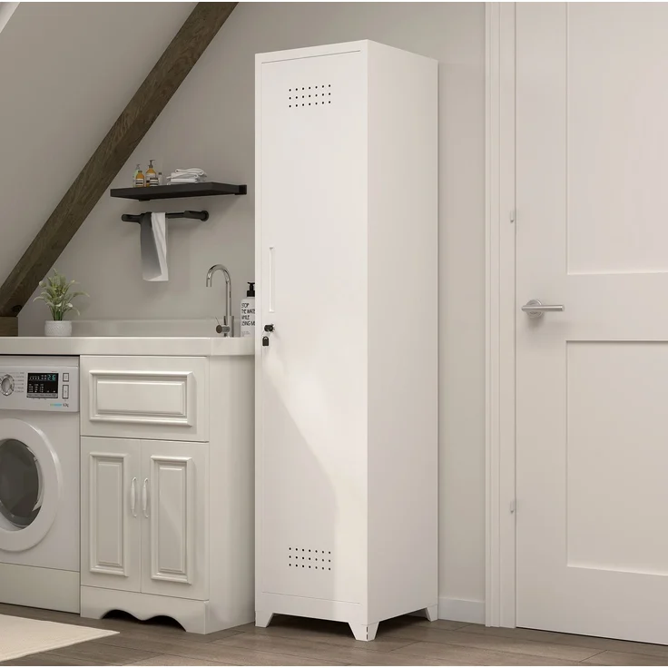 Putzmittelschrank ca. 165 cm hoch aus Metall mit abschließbarer Tür und Aufhängestange – Bild 7