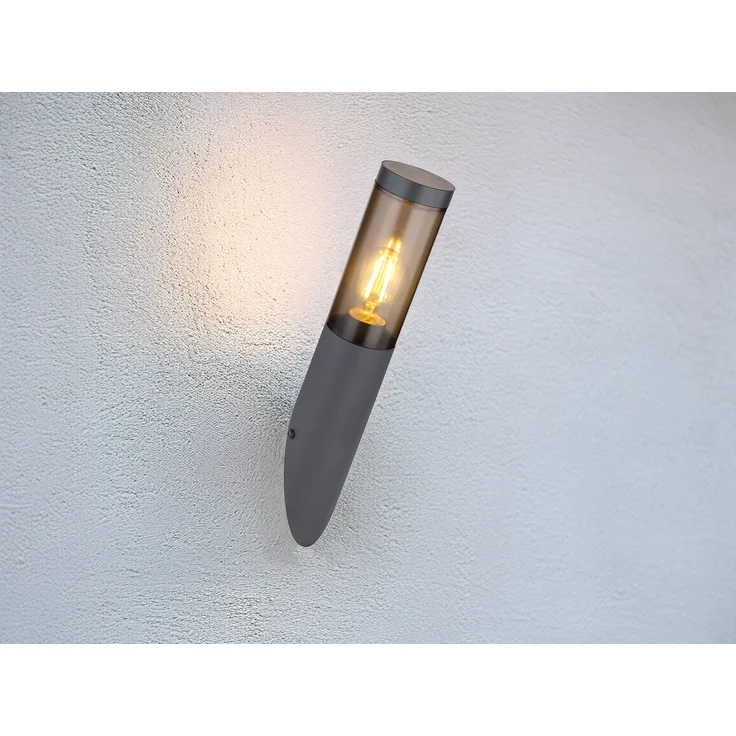 Wandleuchte, Edelstahl, anthrazit, rauchfarben, H 40 cm – Bild 3