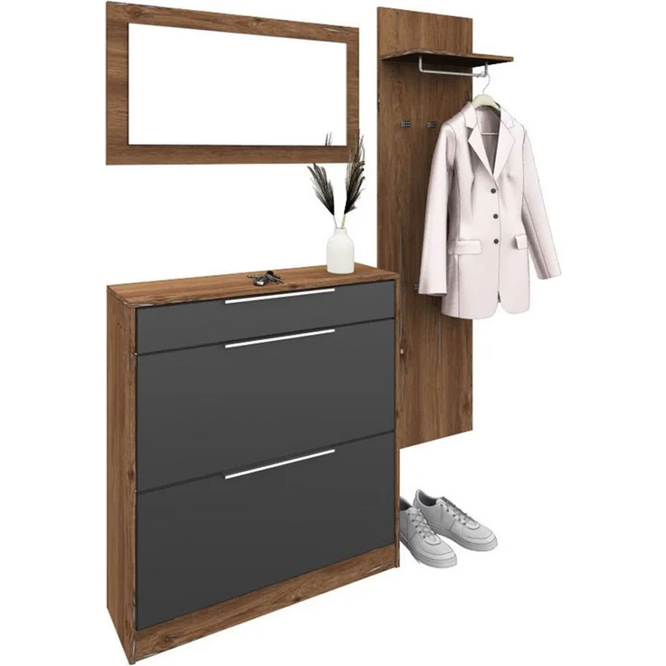 borchardt Möbel Garderoben-Set Oliva, Schuhschrank, Spiegel, Garderobenpaneel, (3-St) – Bild 2