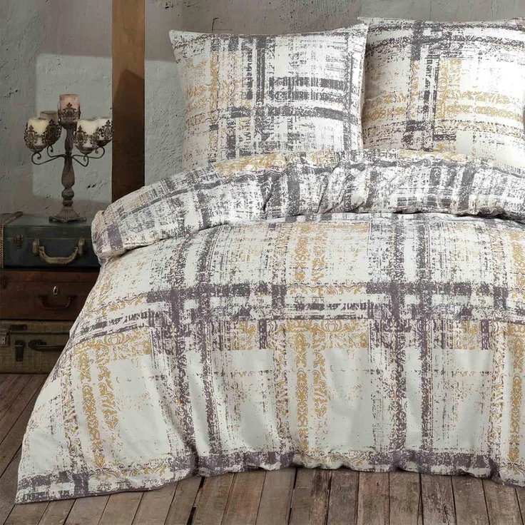 Buymax Bettwäsche Luxury, Renforce: 100% Baumwolle, 3 teilig, 200x200 cm, Bettbezug-Set, mit Reißverschluss, Weiß Schwarz – Bild 1