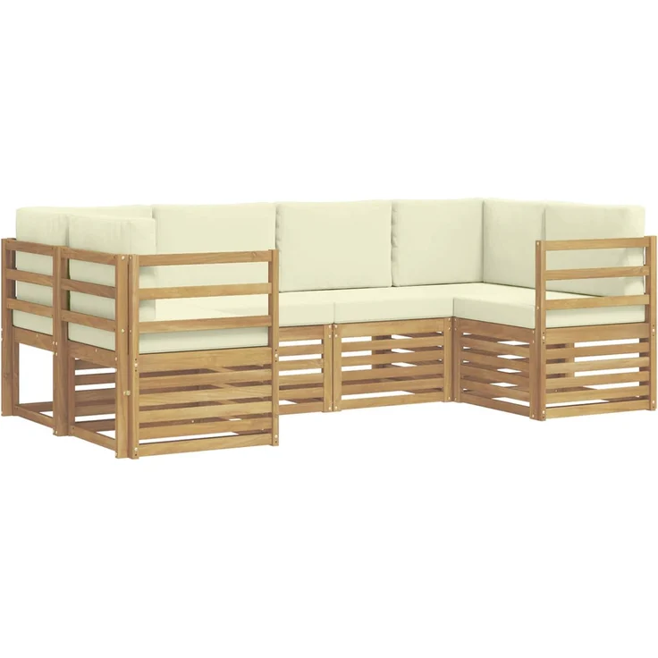 vidaXL Outdoor-Sofagarnitur 6 stk. 6-Sitzer Weiß und Creme Polyester 3392375 – Bild 2