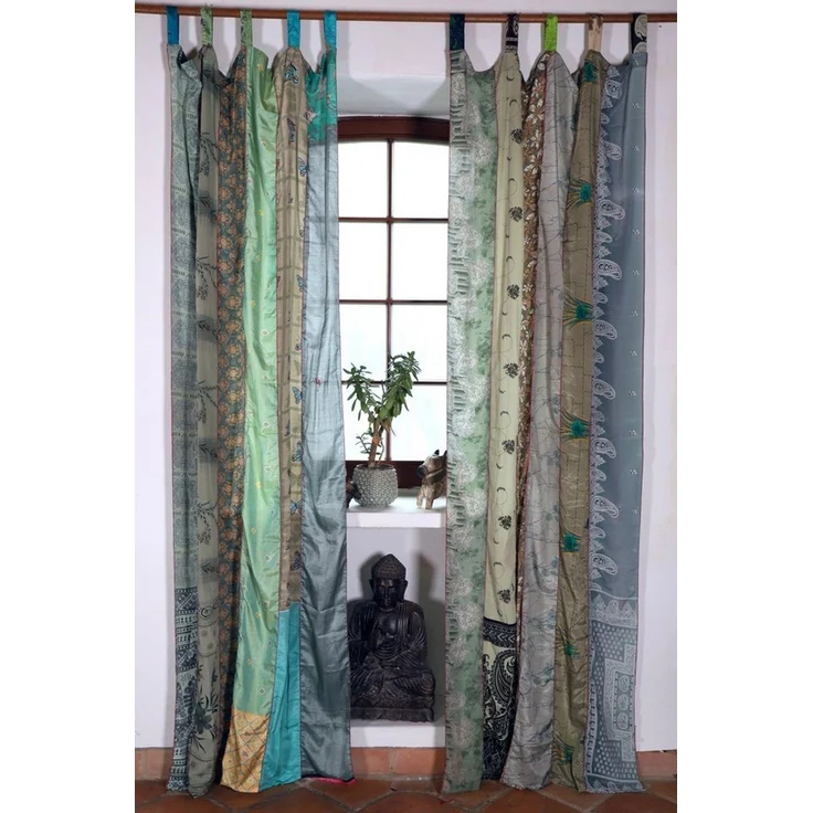Guru-Shop Vorhang Seidiger Vorhang (1 Stk) Gardine aus Patchwork.. – Bild 5