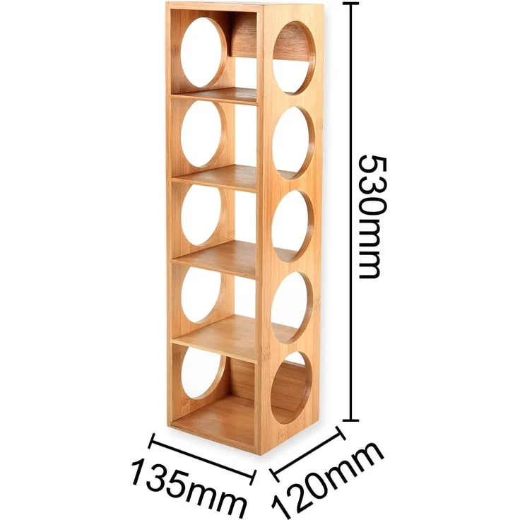 Gräfenstayn Weinregal CUBE - stapelbar aus Bambus-Holz für 5 Wein-Flaschen zum Stellen, Wand-Montage erweiterbar Weinflaschenhalter Weinkiste Flaschenregal – Bild 6