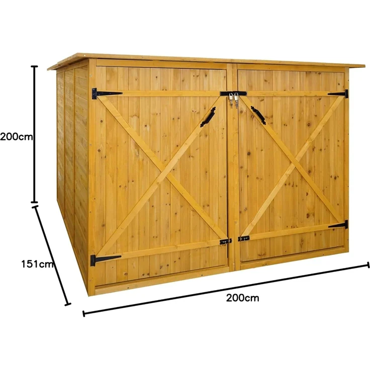 2er-Fahrradgarage HWC-H60, Fahrradbox Geräteschuppen Gerätehaus, MVG abschließbar 151x200x200cm ~ braun – Bild 10
