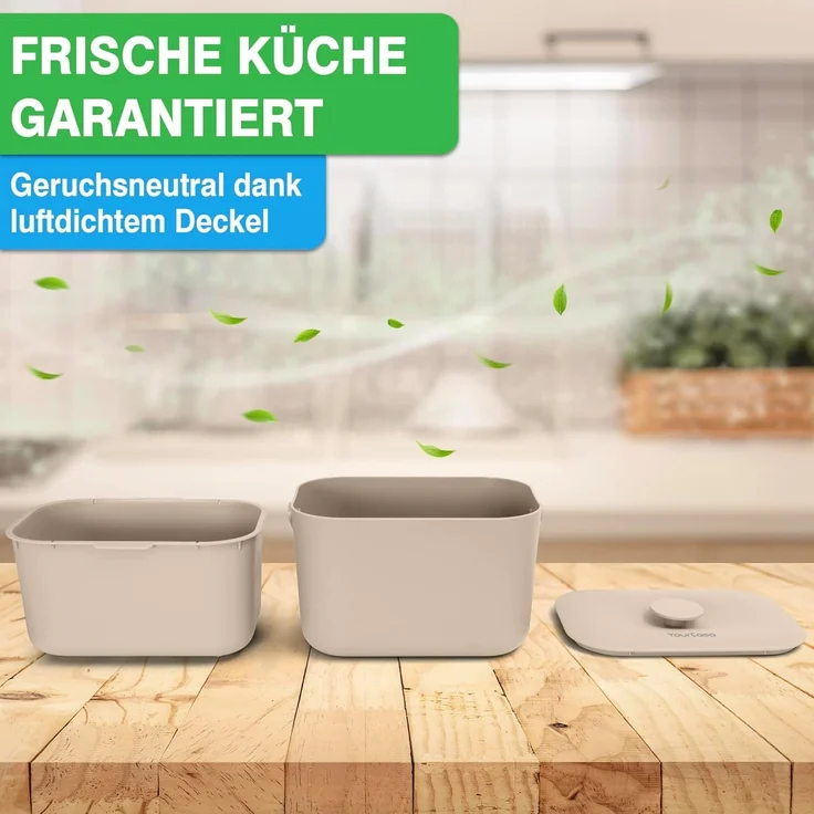 YourCasa Biomülleimer Küche 5L - Komposteimer Küche mit Sieb Spülmaschinenfest, Fassungsvermögen 5L, Spülmaschinenfest – Bild 6