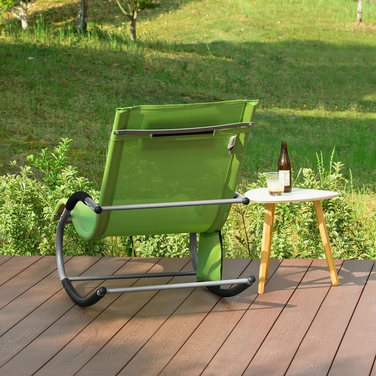 SoBuy OGS28-GR Schaukelstuhl Garten, Textilene, Lackiert, Grün, 150 x 87 x 63 cm – Bild 10