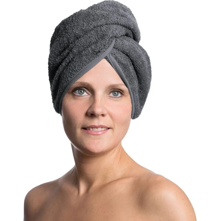 ZOLLNER Turban-Handtuch, Walkfrottier (1-St), 23 x 64 cm, 100% Baumwolle, mit Knopfverschluss – Bild 5