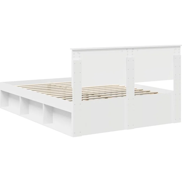 vidaXL Bettrahmen mit Kopfteil Weiß 140 x 190 cm Massives Kiefernholz 3410600 – Bild 8