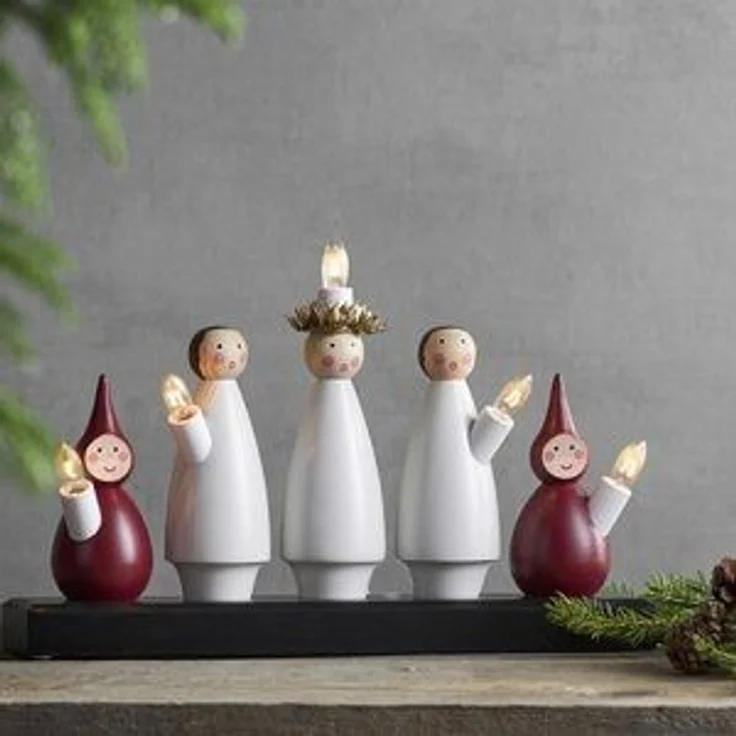 Fensterleuchter Dekorationsleuchte Luciakör 5 Figuren beleuchtet, 33x22 cm (LxB), für den Innenbereich – Bild 6