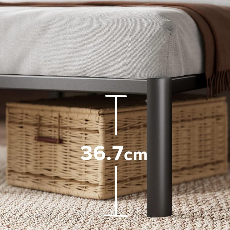 ZINUS Van Plattformbett aus Metall, 41 cm | Stahllattenrost | Für Erwachsene, Kinder, Jugendliche | Einfache Montage | Stauraum unter dem Bett | 90x200 cm | Schwarz – Bild 3