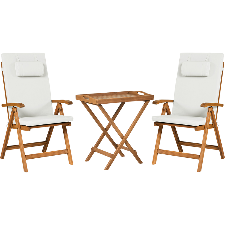 Beliani 'JAVA PREMIUIM' Bistro Set, Akazienholz cremeweiß