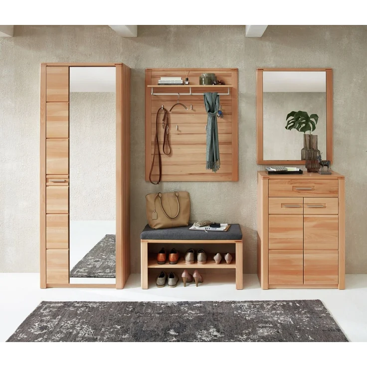 Linea Natura 'NATURE ONE' Wandgarderobe, Teilmassiv kernbuche, 90 x 110 x 29 cm, mit Hutablage und 5 Haken – Bild 3