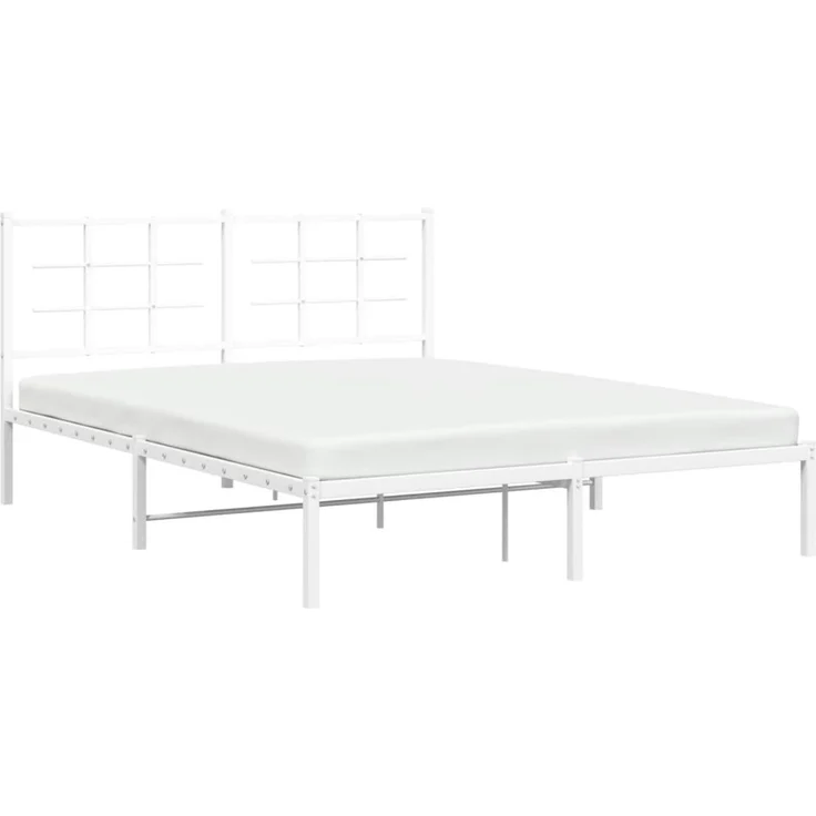 Doppelbett, Bettgestell Modernen mit Kopfteil Metall Weiß 150x200 cm d734e – Bild 4