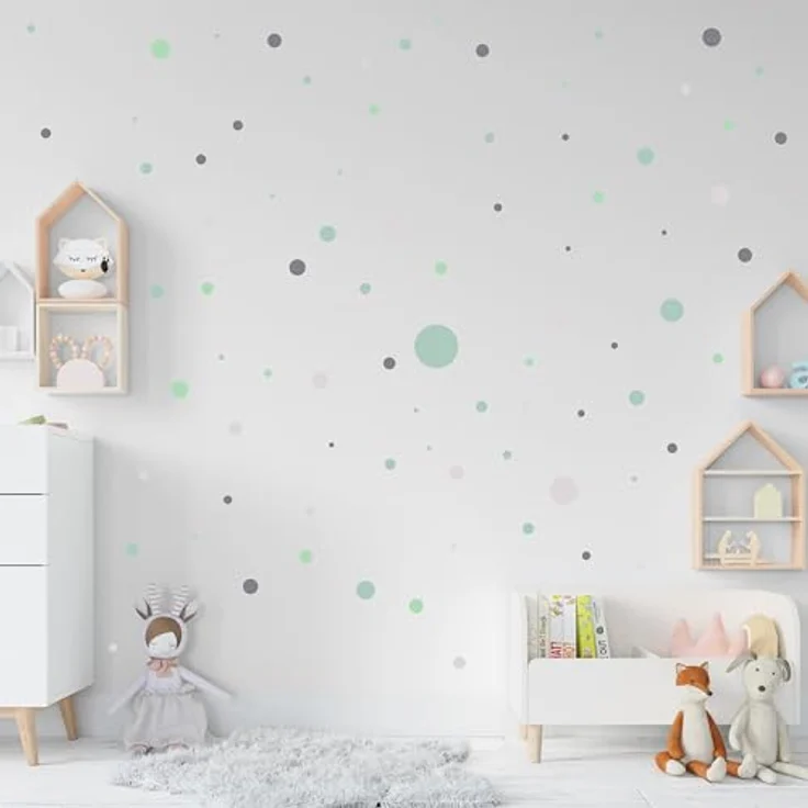 PUNALU Wandtattoo Kreis Set 176 Stück Wandtattoo Babyzimmer Kinderzimmer Kreisaufkleber, selbstklebend, rückstandslos abziehbar – Bild 3