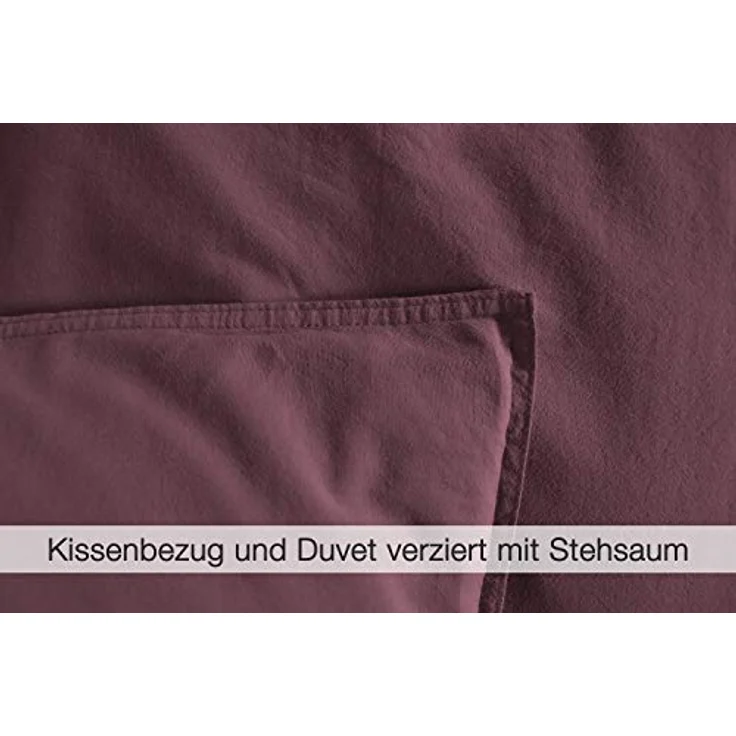 Bettwäsche Lissabon, Renforcé (Bio-Baumwolle), 2 teilig, unifarben, stonewashed und in vielen Farben – Bild 4