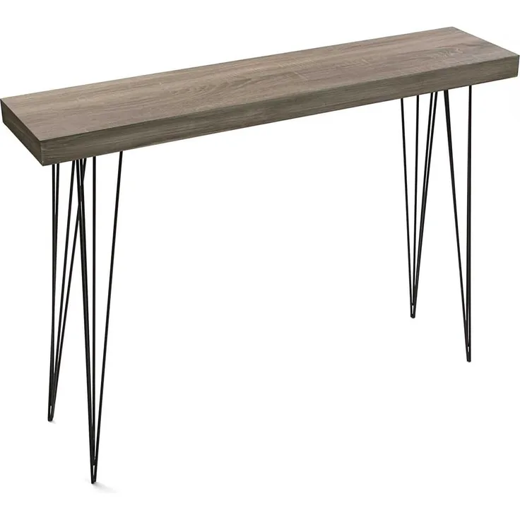 Versa Dallas Schmales Möbelstück für den Eingangsbereich oder Flur, Moderner Konsolentisch, Maßnahmen (H x L x B) 80 x 25 x 110 cm, Holz und Metall, Farbe: Braun