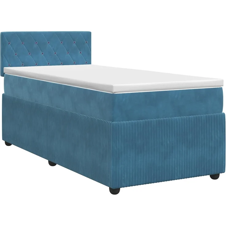 vidaXL Boxspringbett mit Matratze Dunkelblau 90 x 200 cm Samt 3451599 – Bild 2