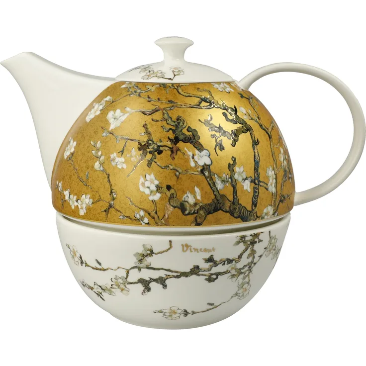 Goebel / Van Gogh- Mandelbaum,Teekanne mit Stövchen,24,5cm x 16,0cm x 19,0cm / Fine Bone China / 24,5cm x 16,0cm x 19,0cm